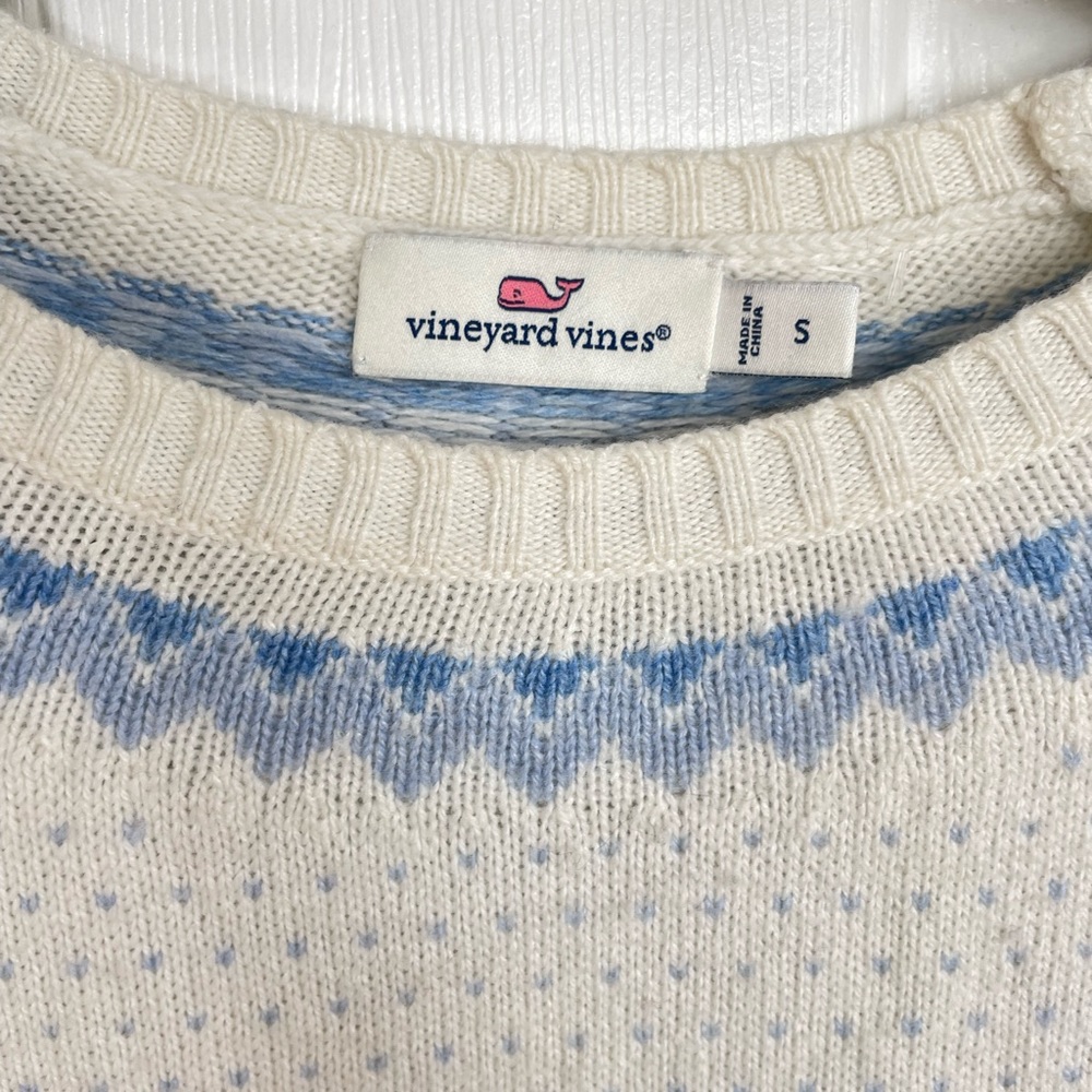 Vineyard Vines Cashmere Whale Sweater Small Women’s Wool Blue Cream - Picture 4 of 8